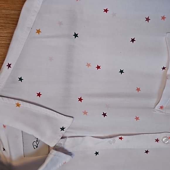 Rails White Whitney Rainbow Twinkle Short Sleeved Buttondown Shirt sz Small - Picture 2 of 7